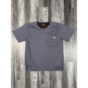 Size Medium - Carhartt Scrub Top Men's Gray Short Sleeve Rip Stop